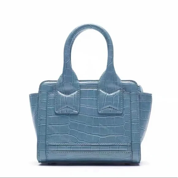 🆕 ZARA Mini Birmingham-Inspired Crossbody Bag in Light Blue - Picture 2 of 5
